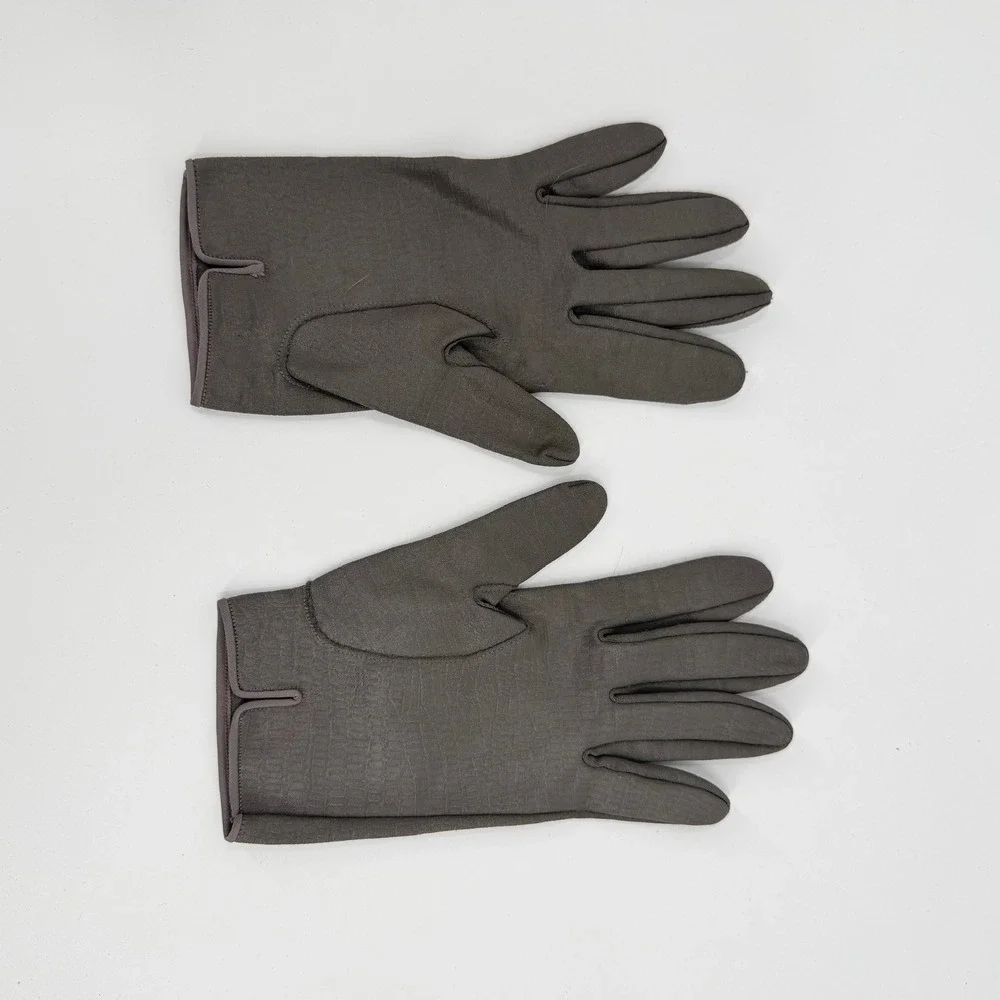 Hansen Gloves Textured Stretch 90s Vintage Women Size 8 Brown Formal Dress Tea